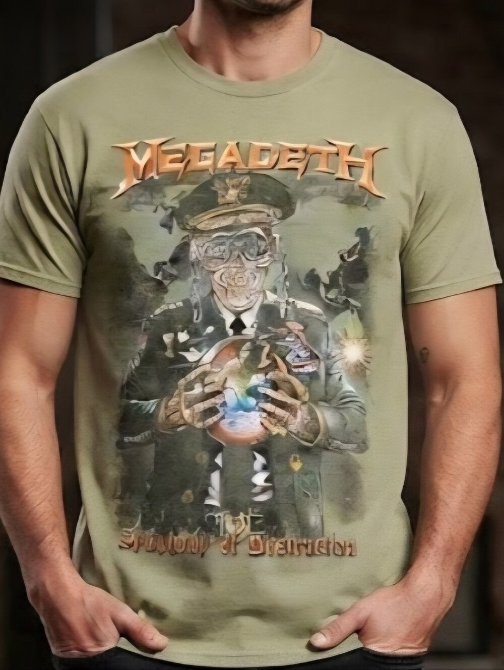Megadeth Symphony of Destruction Earth Bomb Tee Large Olive Green Band Merch